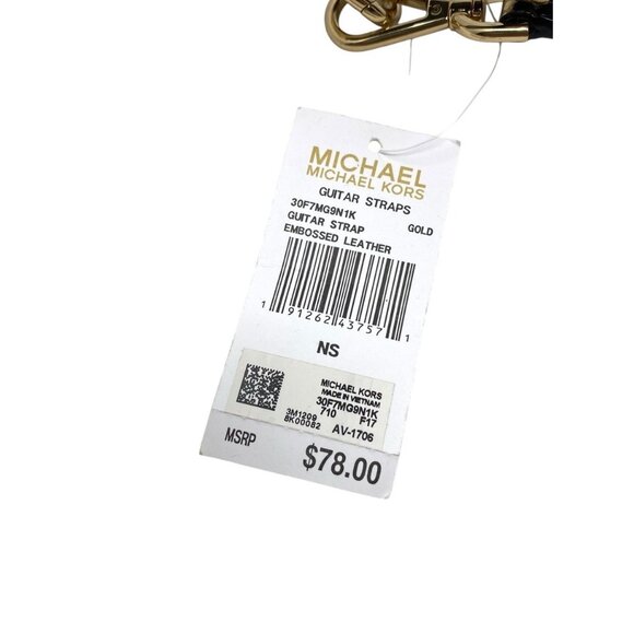Michael Kors Guitar Strap Metallic Gold Snake-Embossed Leather Shoulder Strap - Picture 6 of 6